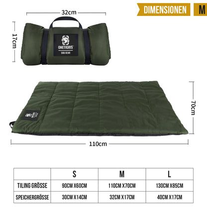 OneTigris Dog Blanket 110 x 68cm Washable, Dog Mat Comfort and Soft Waterproof Dog Bed, Dog Pillow for Travel Camping Outdoor - Olive Drab