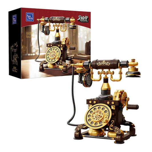 PANTASY Retro telephone building block set for adults, vintage DIY model kit with realistic design, creative home accessory, collectors and hobbyists.