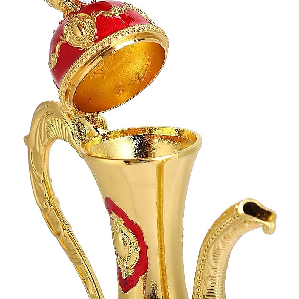 Turkish coffee set, 6-piece metal tea service with tray and gold decoration for traditional tea ceremony household accessories.