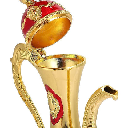 Turkish coffee set, 6-piece metal tea service with tray and gold decoration for traditional tea ceremony household accessories.