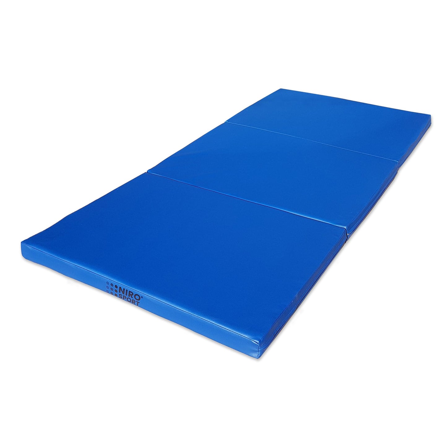 NiroSport folding gym mat 180 x 70 x 8 cm, soft blue gymnastics mat.