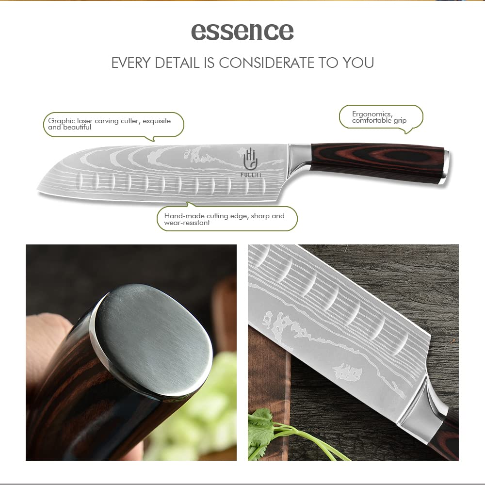 FULLHI Knife Set, 14-piece Japanese Knife Set, sharp Stainless Steel Kitchen Knife Set.