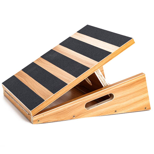 Strongtek Professional Slant Board made of wood, adjustable and portable calf stretcher, training tool with handle & non-slip coating
