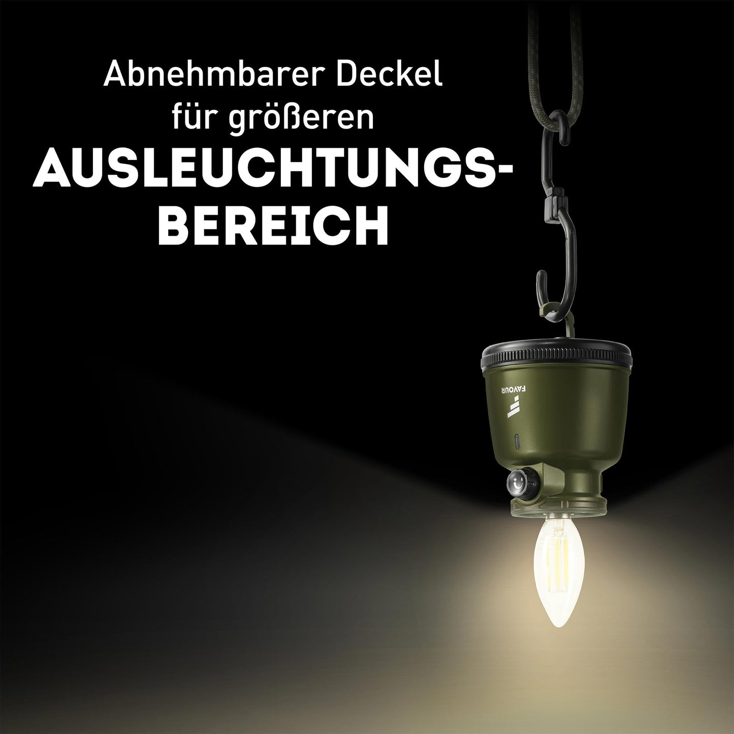 Favour Retro LED Lantern Outdoor | Bright camping lamp, dimmable, candlelight mode | LED lamp rechargeable battery, IP64 waterproof, shockproof | Hanging lamp tent, removable shade, green incl. battery
