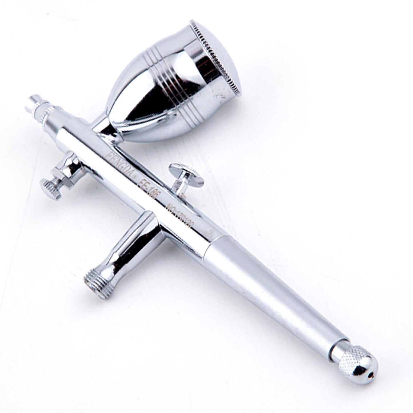 Fengda Airbrush Double Action Gun Airbrush Set FE-186K with front Micro Air adjustment knob and 3 different cup and nozzle sizes for painting, cake decorating, tattooing, model art.