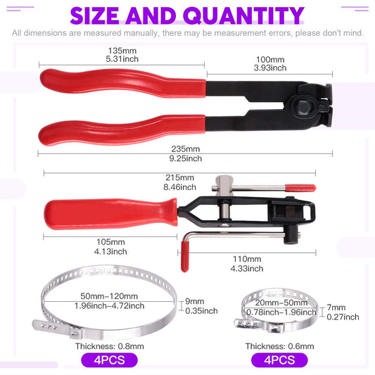 Swpeet CV Joint Boot Clamp Pliers Set, 10-Piece, Ear Clamp Pliers, Car Band Tool Set, Automotive Hose Axle Pliers for Most Cars