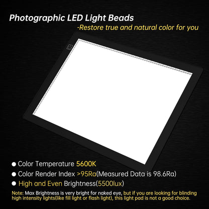 Slide Scanner Ultra-thin Dimmable LED Light Pad - 5600K - 30 x 21 centimeters - Backlight for Converting 35mm Slide and Negative to Digital Image