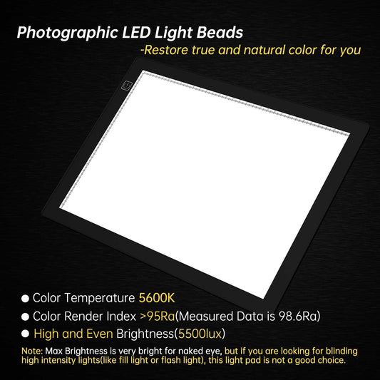 Slide Scanner Ultra-thin Dimmable LED Light Pad - 5600K - 30 x 21 centimeters - Backlight for Converting 35mm Slide and Negative to Digital Image