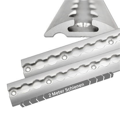 6X 2.0 meter (1975mm) aluminum airline rail half-round profile suitable for trailers, cars, trucks, campers, motorhomes, workshops, and more.