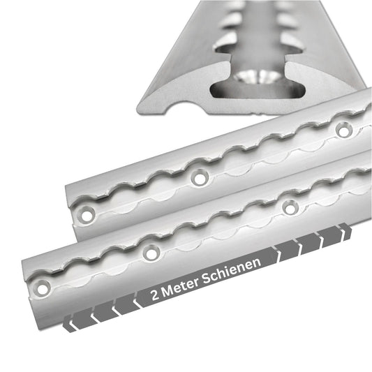 6X 2.0 meter (1975mm) aluminum airline rail half-round profile suitable for trailers, cars, trucks, campers, motorhomes, workshops, and more.