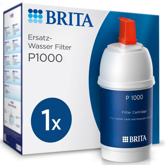 BRITA water filter cartridge P1000 - water filter faucet for BRITA taps with lime filter - reduces lime, chlorine, lead, copper & taste-impairing substances in drinking water - filters up to 1200l.
