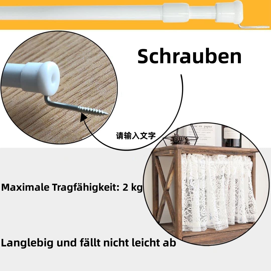 3 pieces of tension curtain rods, no drilling needed. Adjustable telescopic rods for curtains, cabinets, and kitchens. Color: white (45-60cm).