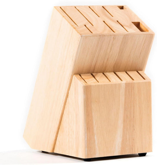 Coninx Rubber Wood Knife Block | Knife Holder 15 Slots Chef's Knife | Knife Block Without Knives | Suitable for 15 Knives, Sharpening Steel | Knife Stand for Kitchen Knives | 13 x 19 x 22 cm