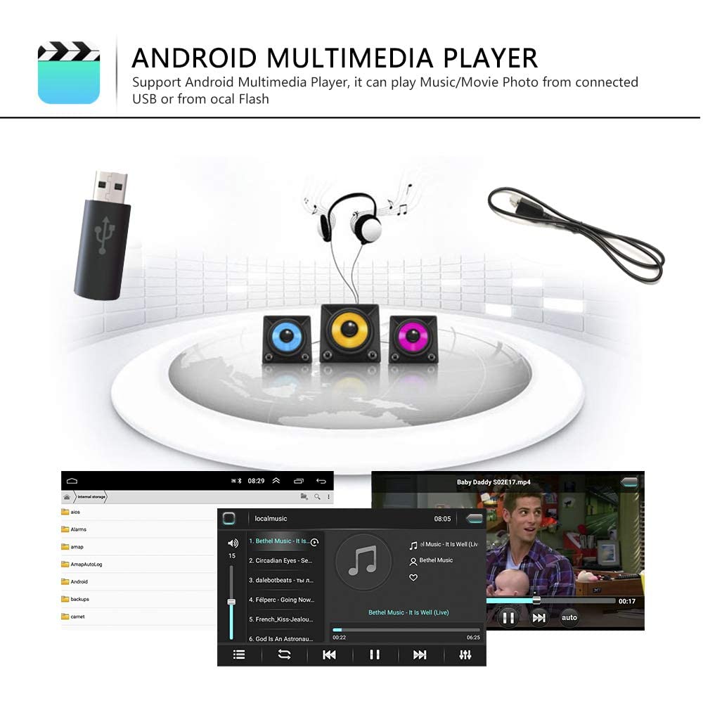 Podofo for VW Android car radio GPS 9-inch touchscreen Bluetooth car radio player for SEAT Passat Golf Skoda WiFi Mirror Link FM-RDS radio double USB + reverse camera.
