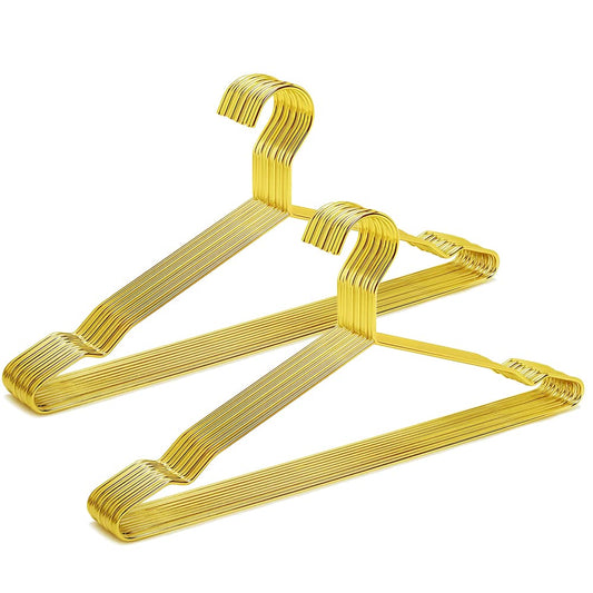Amber Home 20 Pack 43cm Gold Iron Hangers, Metal Hangers with Non-Slip Groove for Suit T-Shirt Shirt Jacket Dress Pants, Sturdy and Durable