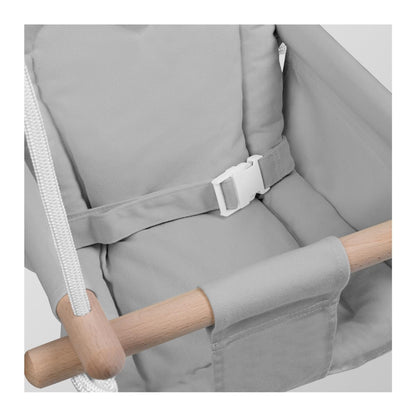Tulano Hop 30 Gray | Baby Swing Hanging Seat for Children 6-36 Months | Indoor & Outdoor | Safety Belt & Cushion | Wood & Cotton | Easy Assembly | Supports up to 60 kg