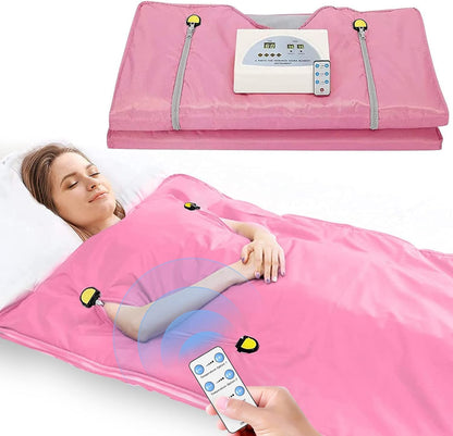 VAYOTOY Infrared Sauna 2 Zone Digital Home Sauna Blanket Professional Detox Therapy Home Infrared Sauna Portable Oxford Sauna Blanket with 4 Safety Protections for hot sweating, relaxation, detox (pink)