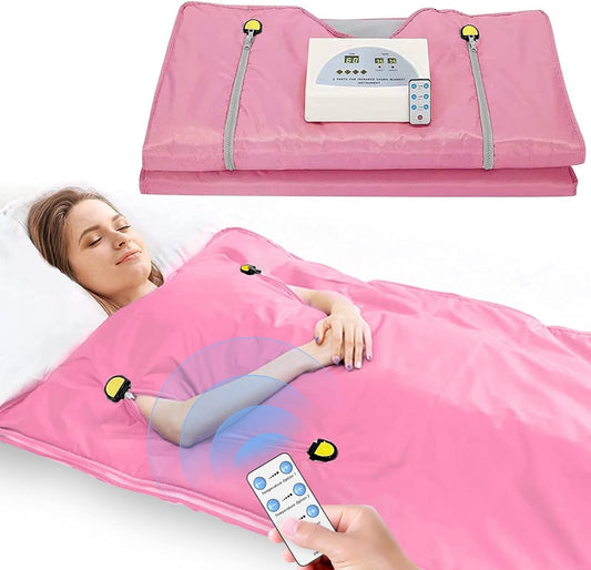 VAYOTOY Infrared Sauna 2 Zone Digital Home Sauna Blanket Professional Detox Therapy Home Infrared Sauna Portable Oxford Sauna Blanket with 4 Safety Protections for hot sweating, relaxation, detox (pink)