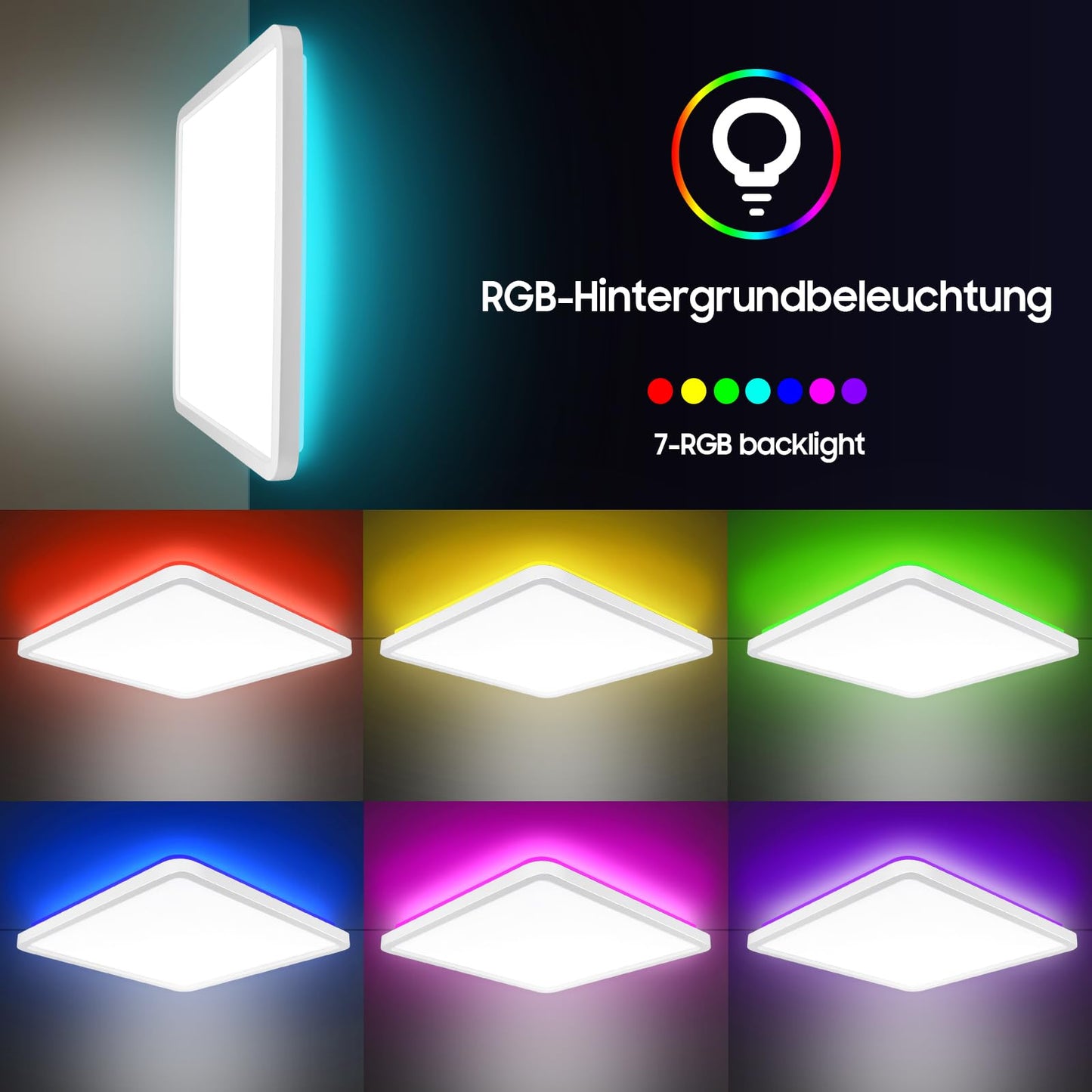 CheDux Alexa Smart Ceiling Light, 24W 3200LM Ceiling Light WiFi Dimmable Ceiling Lamp Colour Changing Controllable via App, Voice Control Compatible with Google Home, for Bathroom, Balcony, Hallway