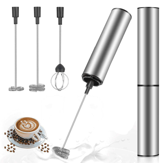 MOSUO Electric Milk Frother, rechargeable, USB and mini hand mixer with dual whisks, stainless steel mixer for coffee, cream, cappuccino, latte, cocktails, juice.