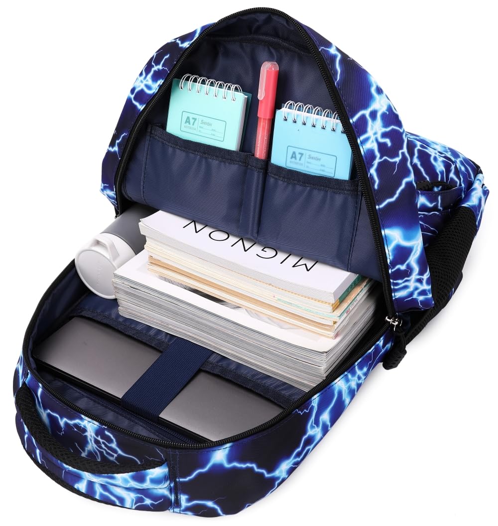 Boy's school bag, teenage school backpack, youth backpack, school daypack for kids. Large waterproof school bag in blue color.