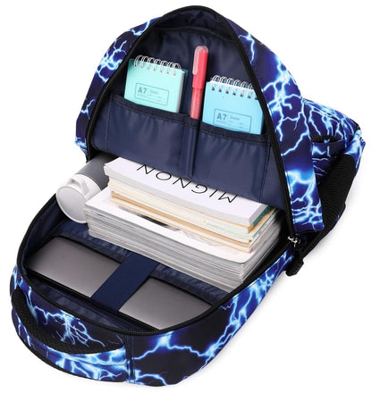 Boy's school bag, teenage school backpack, youth backpack, school daypack for kids. Large waterproof school bag in blue color.