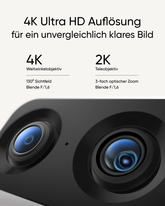 eufy Security Indoor Cam S350, Dual cameras, 4K, indoor surveillance camera with 8x zoom and 360° PTZ, A.I, dual-band Wi-Fi 6, indoor security camera, video surveillance.