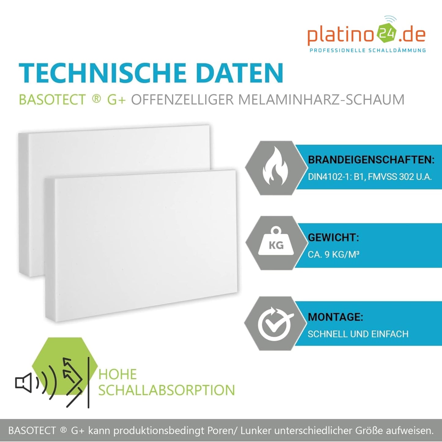 Platino24 Basotec G+ I Acoustic Panels 10 Pieces I Stylish Wall Panels in Light Grey I High-Quality Foam Acoustic Panels I Soundproofing Panels for Office, Studio & Home.