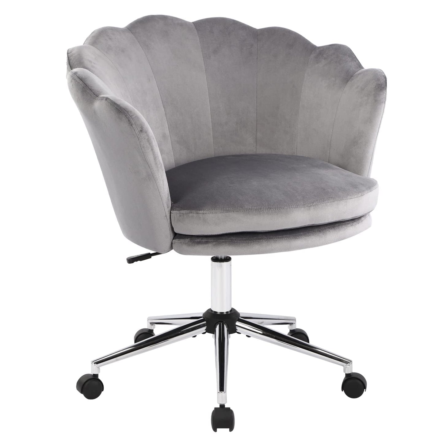 WOLMICS Office Chair Height Adjustable Swivel Chair Velvet Desk Chair with Wheels, Velvet Chair For Bedroom/Study, Dark Gray+Black.