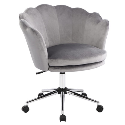 WOLMICS Office Chair Height Adjustable Swivel Chair Velvet Desk Chair with Wheels, Velvet Chair For Bedroom/Study, Dark Gray+Black.
