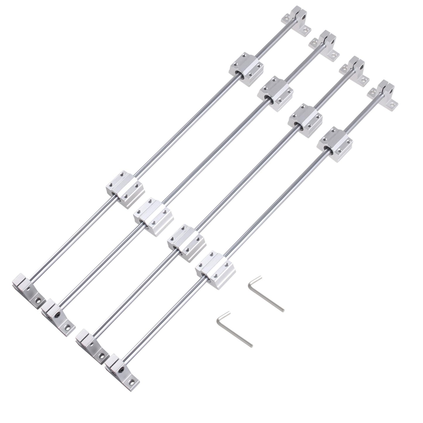CNCMANS 4pcs 500mm Linear Shaft Ø8mm Linear Rail 500mm Linear Guides Precision Shaft with 8pcs SK8 Horizontal Bracket and 8pcs SCS8UU Linear Bearing Block for 3D Printer