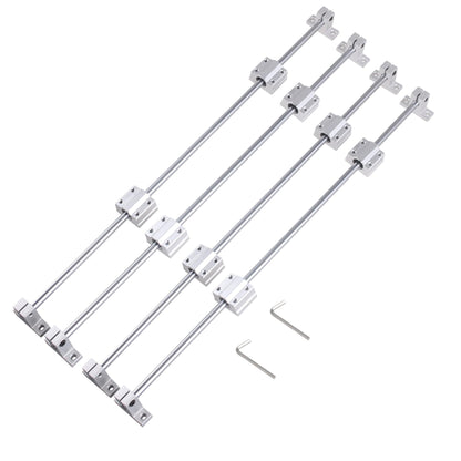 CNCMANS 4pcs 500mm Linear Shaft Ø8mm Linear Rail 500mm Linear Guides Precision Shaft with 8pcs SK8 Horizontal Bracket and 8pcs SCS8UU Linear Bearing Block for 3D Printer