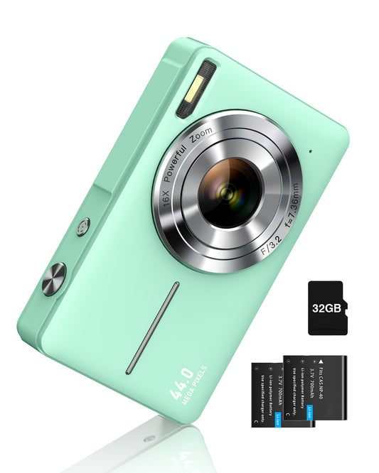 CAMKORY digital camera 1080P FHD photo camera 44MP 16X digital zoom Green