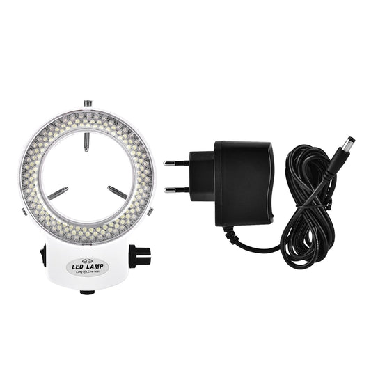 Microscope Camera 144 LED Beads Light Source Brightness Adjustable Ring Lamp (White EU Plug 110-220V)