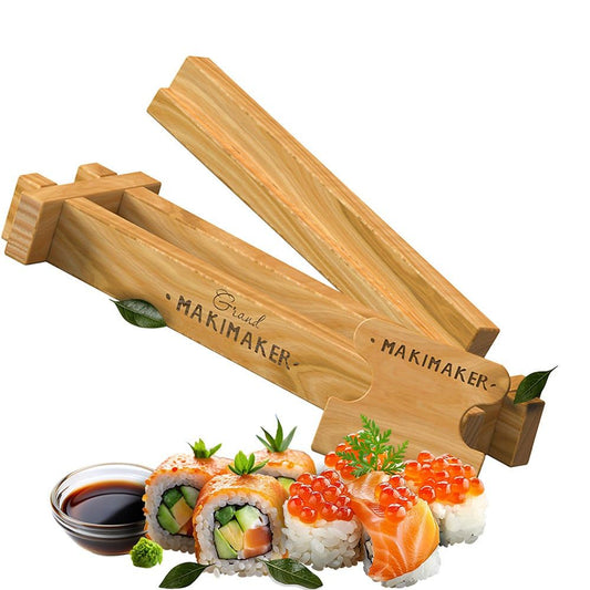 iSottcom Buchenholz Sushi Maker - Make your own Japanese sushi rolls easily - Maki set including recipe app, gift box, and instructions - Perfect sushi gift for beginners & pros.