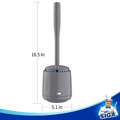 MR.SIGA Toilet Brush with Holder, featuring fast-drying container and sturdy handle. Premium bathroom brush in Gray.