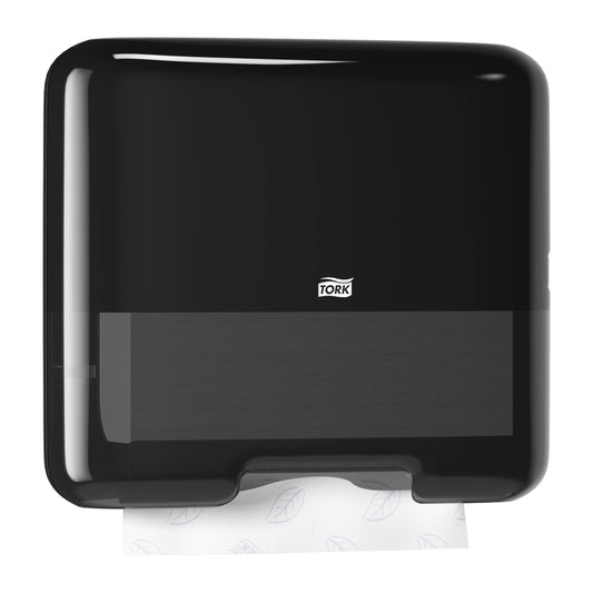 Tork Mini Dispenser for zigzag and fold towels 553108, Elevation Design - Compact H3 towel dispenser for fold towels for single sheet removal, black.