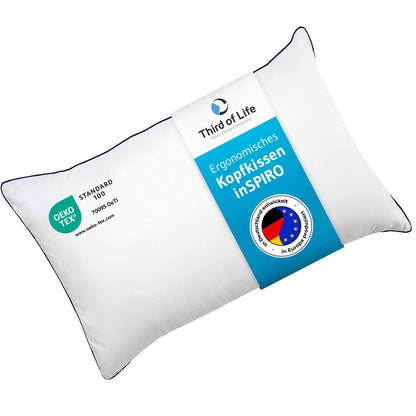 Pillow 40x60 inSPIRO, premium pillow developed by sleep experts. Ergonomic pillow for side sleepers, back sleepers, stomach sleepers. Ideal cervical pillow. Pillow made in EU.