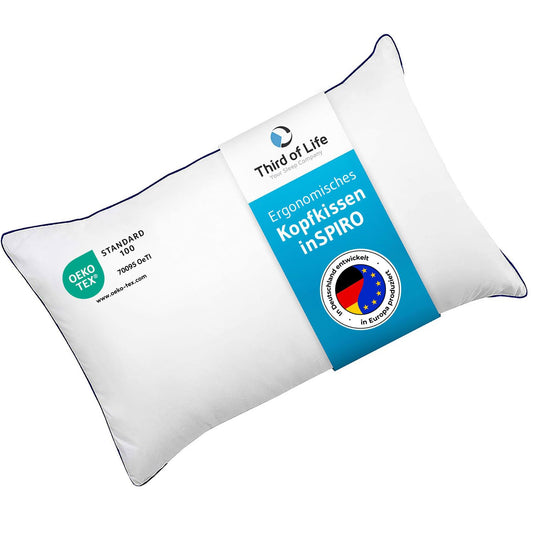 Pillow 40x60 inSPIRO, premium pillow developed by sleep experts. Ergonomic pillow for side sleepers, back sleepers, stomach sleepers. Ideal cervical pillow. Pillow made in EU.