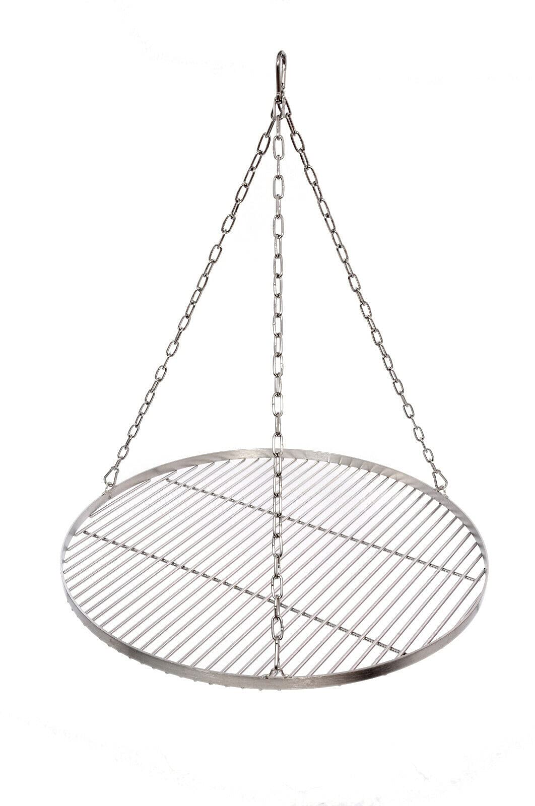Grill grate Ø 70 cm with chain stainless steel 5 mm grill rod thickness 14 mm rod spacing for swing grill BBQ tripod