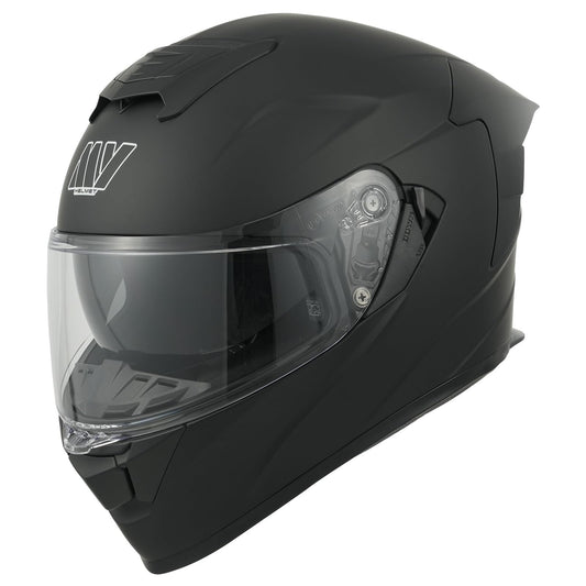 MY Motorcycle Full Face Helmet with Sun Visor for Men and Women, ECE 22.06 Approved, Model MY-936 (Matte Black, XS)