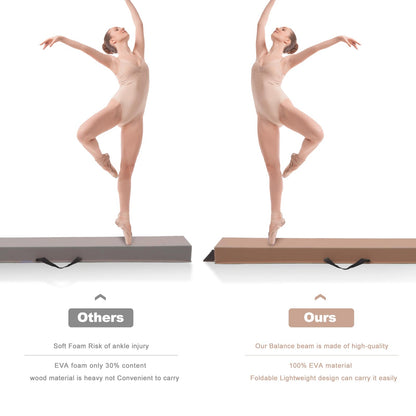 SportBob balance beam Children foldable balance beam Gymnastics 270cm PU leather balance beam for home balance training beam for children, fitness/training/gymnastics.