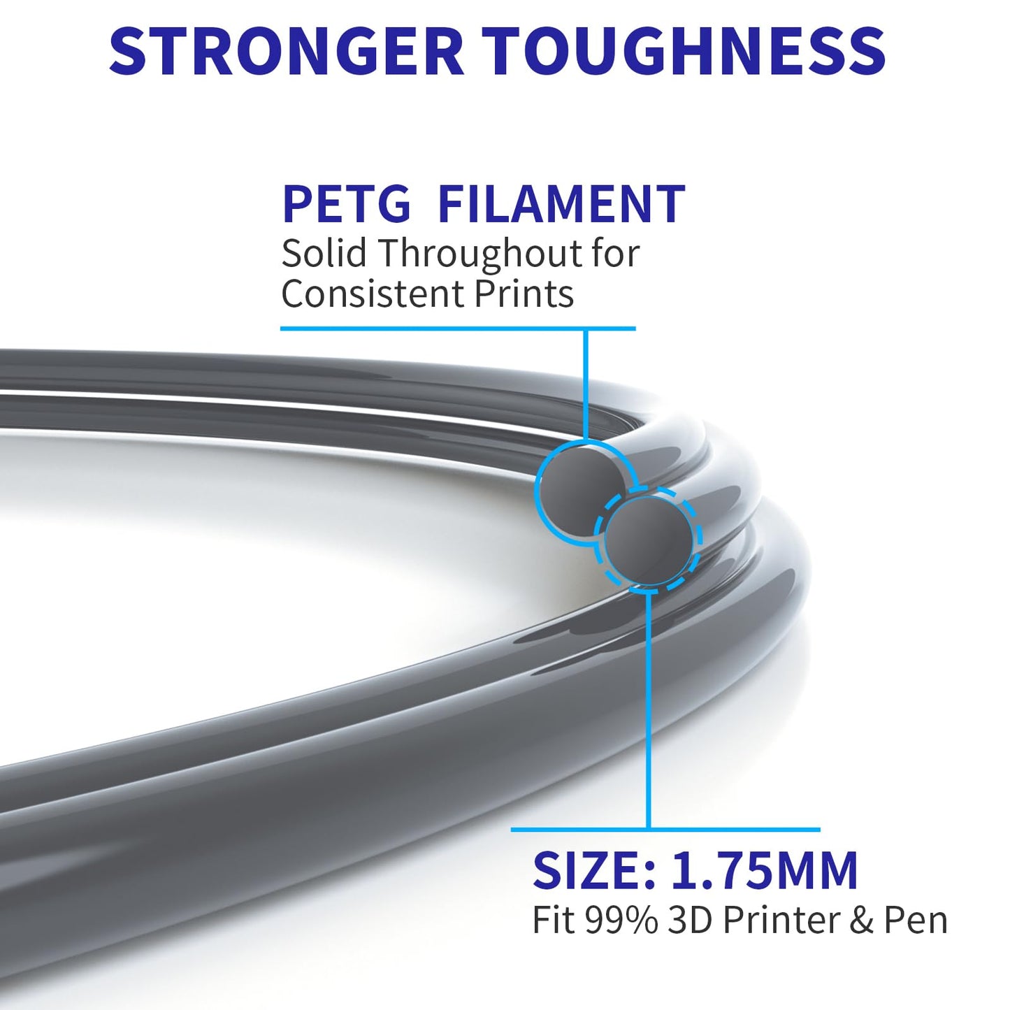 GEEETECH PETG Filament 1.75 mm 1kg Spool for 3D printers, Silver