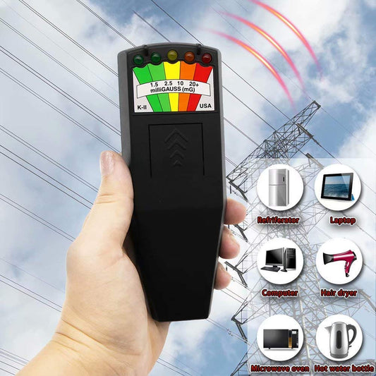 Iriisy Electromagnetic Radiation Detector, Gauss Meter EMF electromagnetic field K2 radiation detector, portable EMF magnetic field monitor, 5 LED Gauss Meter (black)