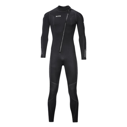Ultra-stretch 3mm neoprene wetsuit with front zipper, full-body design for men and women. Ideal for snorkeling, diving, swimming, surfing. (Men, L)