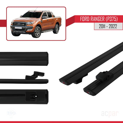 acpar Compatible with Ford Ranger (P375) 2011-2022 Basic Model Roof Rack Cross Bars Black Aluminum 2 Bars