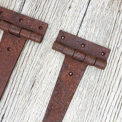 Antique - Rustic wrought iron gate hinge, 2 antique chest hinges long straps forged.