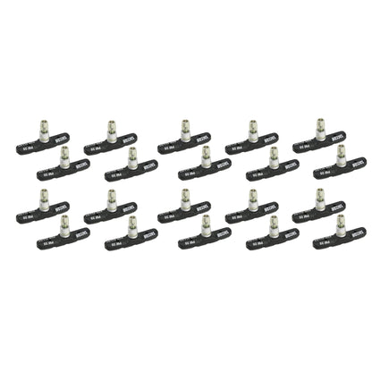 P4B | Brake pads for V-Brake - 70 mm | Model PM25 | Bicycle brake pads with bolts, symmetrical thread, and mounting material (black / 10 pairs = 20 pieces)