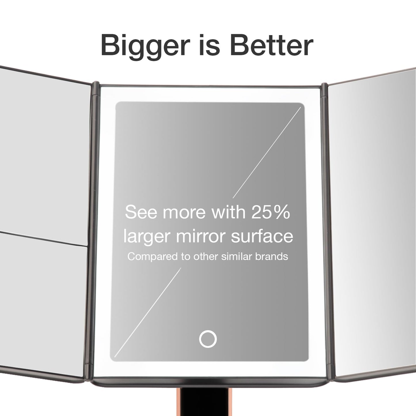 Fancii cosmetic mirror with natural LED light - illuminated makeup mirror with 5x and 7x magnification mirrors - dimmable lights, touch illumination, tabletop mirror - Sora (Black)