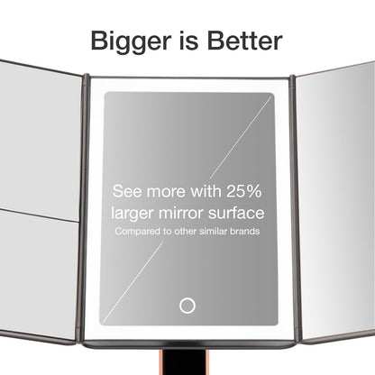 Fancii cosmetic mirror with natural LED light - illuminated makeup mirror with 5x and 7x magnification mirrors - dimmable lights, touch illumination, tabletop mirror - Sora (Black)